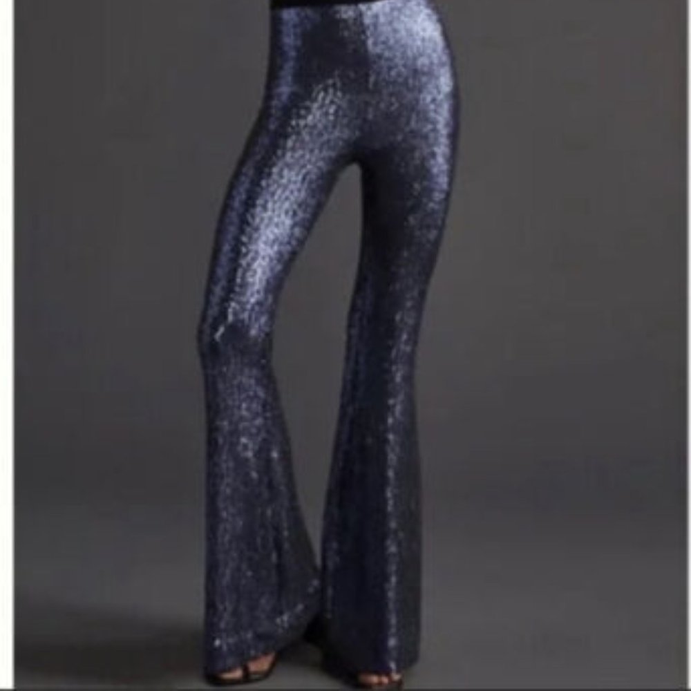 NEW Anthropologie Joni Sequin Flare Pants
